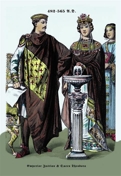 Emperor Justinian and Queen Theodora 482-565 Painting by Braun ...