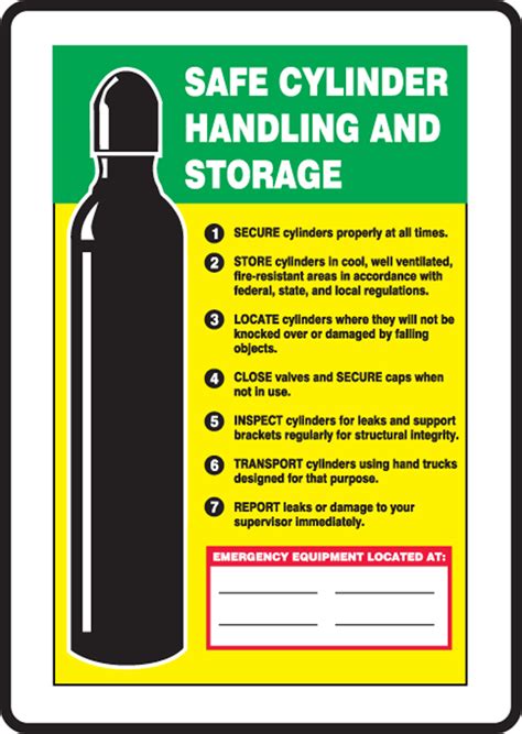 Safe Cylinder Handling And Storage Safety Sign MCPG506