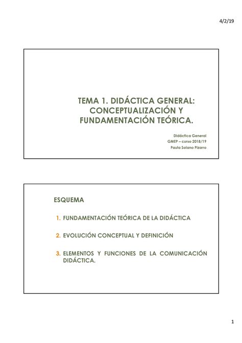 Tema 1 Fundamentación Teórica 4219 Tema 1 DidÁctica General