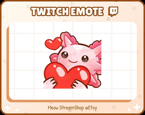 Twitch Emote Cute Axolotl Heart Love Emote Axolotl Etsy Heart Emote Twitch Drawing And