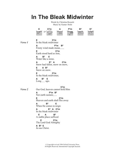 In The Bleak Midwinter By Traditional Carol Sheet Music For Guitar