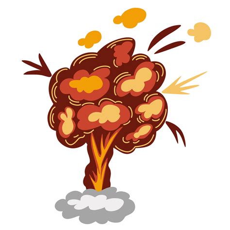 Explosion Cartoon Dynamite Or Bomb Explosion Fire Boom Clouds And