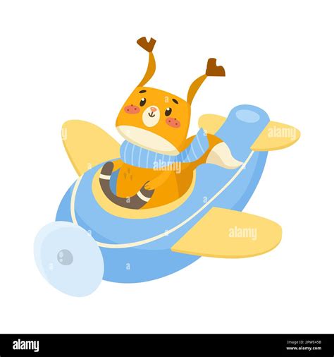 Cute comic squirrel flying on airplane cartoon illustration Stock ...