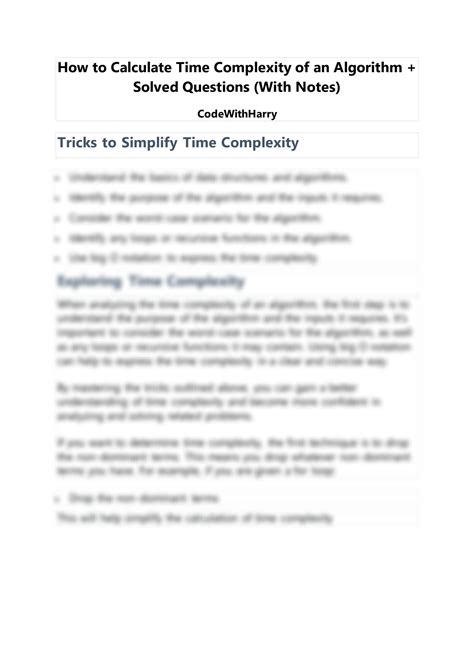 SOLUTION How To Calculate Time Complexity Of An Algorithm Studypool