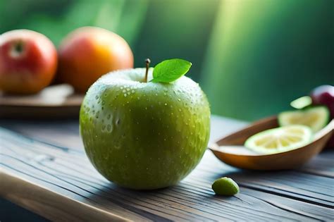 Premium Photo Fruits On A Table With A Green Apple And Oranges