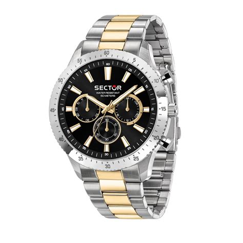 Sector Chronograph Two Tone Black Dial Bracelet Watch