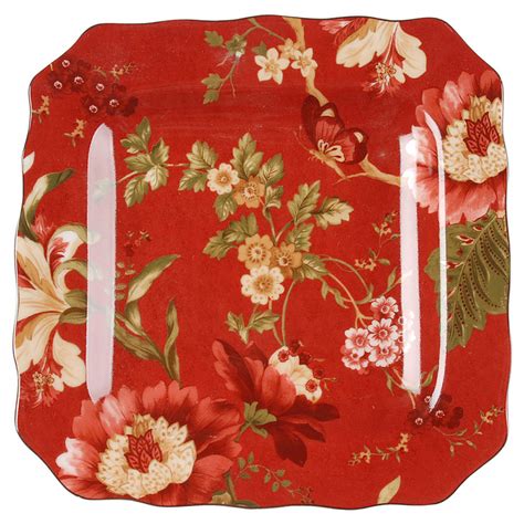 Summer Botanical Lutece Fleur Rouge Square Salad Plate By 222 Fifth