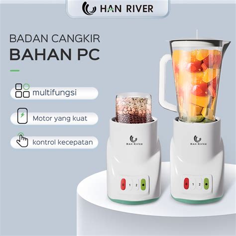 Jual HAN RIVER Blender PREMIUM 2 IN1 KAPASITAS Tinggi 1L Double Cup