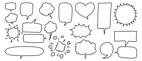 Doodle Sketch Style Of Speech Bubbles Hand Drawn Illustration For