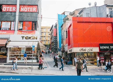 Istanbul June 14 2017 A Crowd Of People Walk Down The Street On The