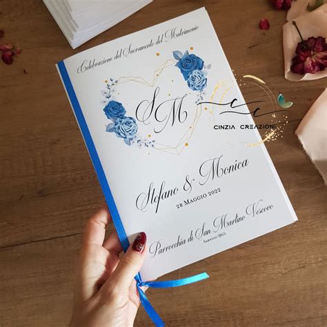 Libretto Messa Matrimonio Rose Blu Cinzia Creazioni