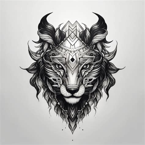 Geometric Lion Tattoo