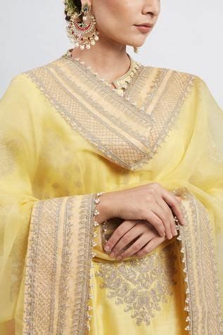 Sheetal Batra Naazira Chanderi Kurta Set Yellow Chanderi Silk