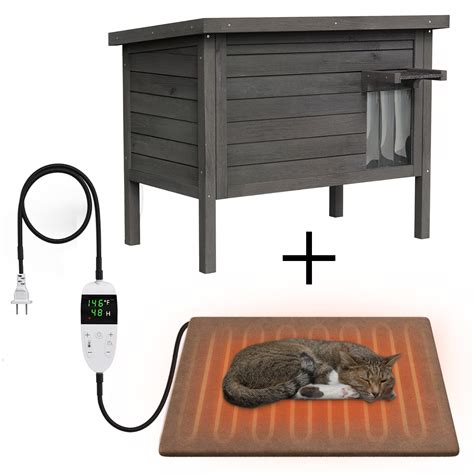 GDLF Outdoor Feral Cat House Heated 100% Insulated All-Round Foam Weat ...