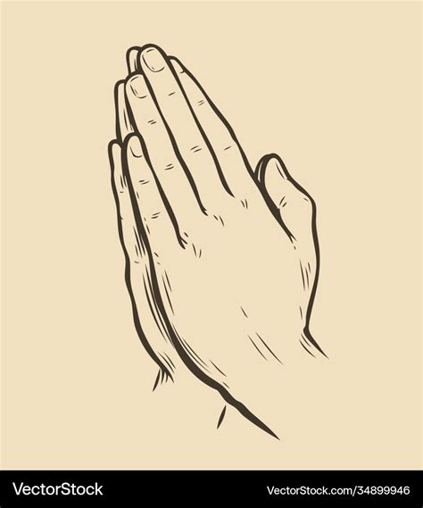 Praying Hands Palms Folded Together Sketch Vector Image