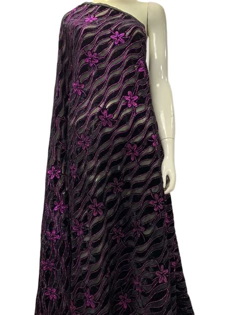 African Silk Fabrics Burnout Jacquard Dress Velvet Silk Burnt Out Cloth