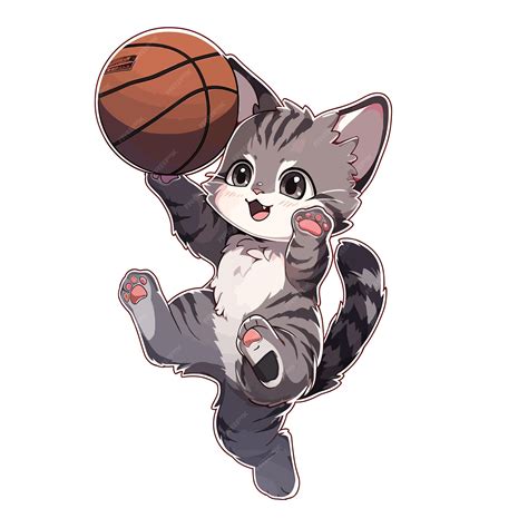 A cartoon cat playing basketball with a cat on it | Premium AI ...