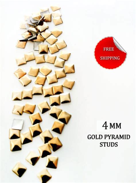 Diy Studs 100 Gold 4mm Pyramid Square Studs Iron On By Craftasy 850