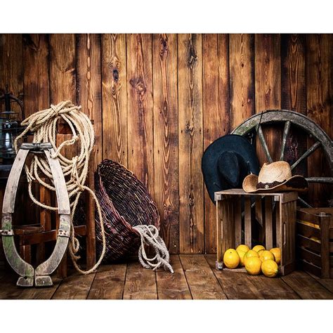 Allenjoy Photography Backdrops Wooden Wild West Cowboy Tools Lemon Barn