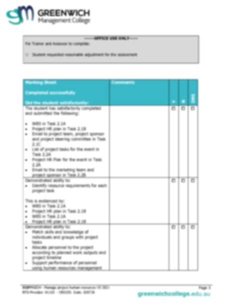 Solution Bsbpmg Assessment Task Manage Project Human Resources