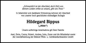 Traueranzeigen von Hildegard Bippus Schwarzwälder Bote Trauer