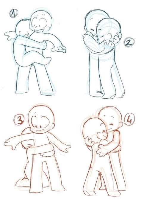 Chibi Sweethearts Poses Drawing Base Hugging Drawing Drawing