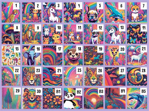 Set Of 30 Lisa Frank Inspired Digital Art Downloads Etsy