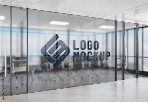 Logo On Office Window Mockup Stock Template Adobe Stock