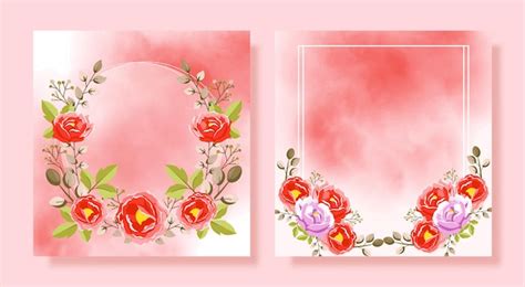 Premium Vector Colorful Flower Card Template Set