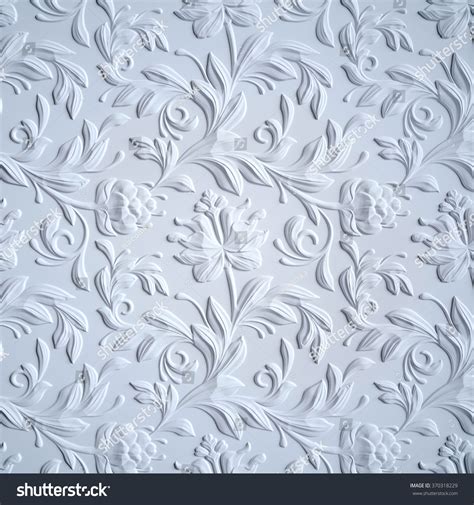 White Embossed Flowers Pattern Textured Paper Stock Illustration