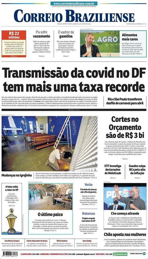 Capa Correio Braziliense Edi O S Bado De Janeiro De