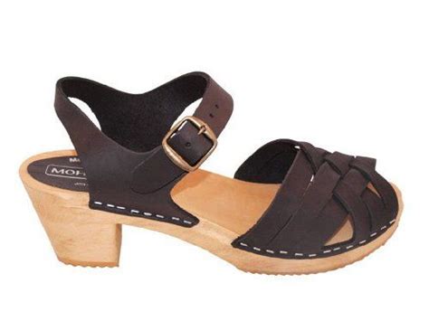 120 Betty Black Wooden Clog Sandal Sandals Shoes Wooden