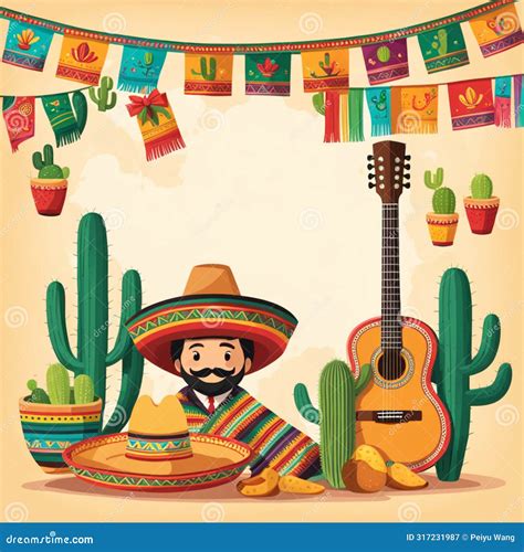 Mexican Fiesta Party Banner Generated By Generative Ai Stock