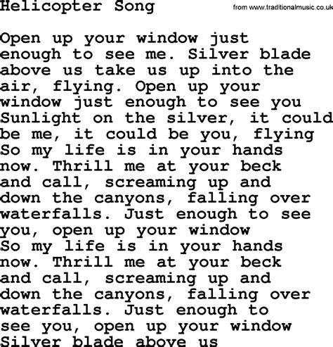 Helicopter Song, by The Byrds - lyrics with pdf