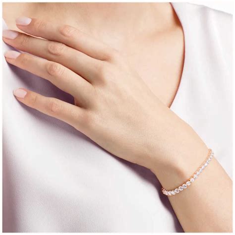 Swarovski Tennis Rose Gold Tone Plated White Elegant Bracelet