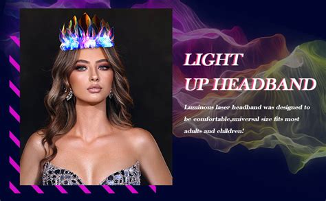 Yean Light Up Headband Luminous Crown Headbands Laser Hair Band