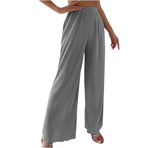 Posijego Wide Leg Pants For Women Elastic High Waist Knit Lounge Pants