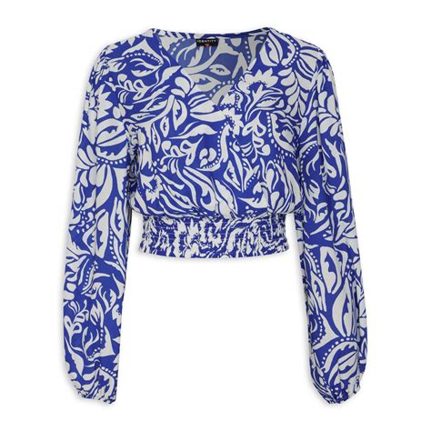 Blue Paisley Print Top 3082331 Identity