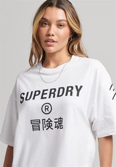 Superdry Core T Shirt Print Optic White Denim Zalando At