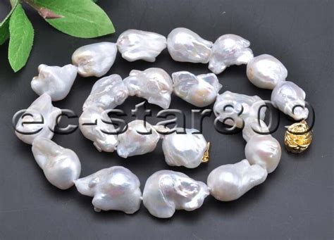 P Huge Mm White Baroque Keshi Reborn Pearl Necklace Ebay