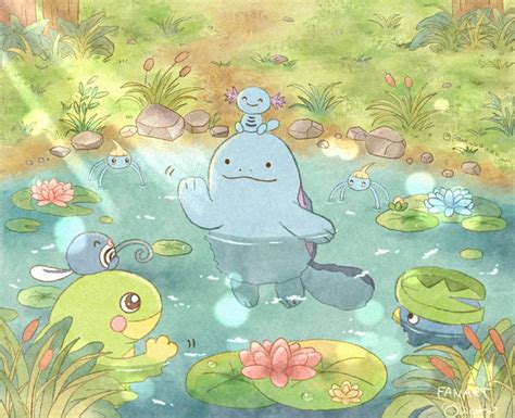 Wooper Quagsire Poliwag Lotad Politoed And 1 More Pokemon Drawn