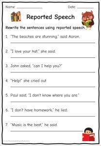 Reported Speech Worksheets | Free English Worksheets