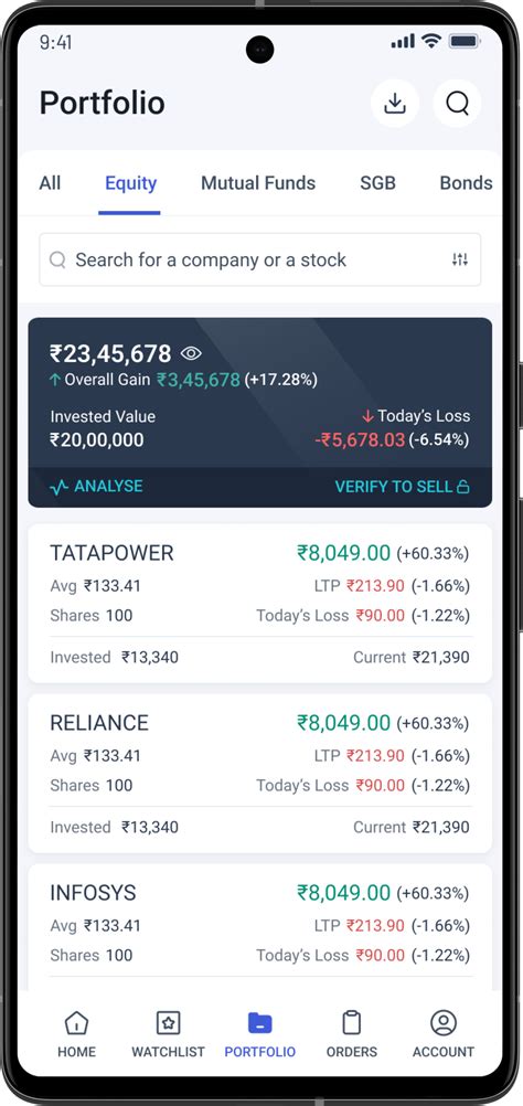 User Guide Manual For Portfolio Section Angel One Trading App