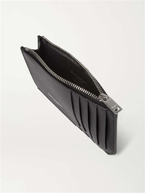 Black Pebble Grain Leather Cardholder Saint Laurent Mr Porter