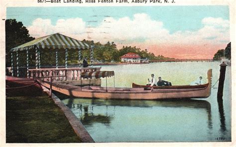 Vintage Postcard Boat Landing Ross Fenton Farm Asbury Park New