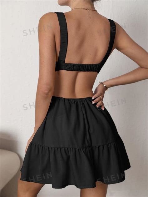 Shein Wywh Vestido De Cami Con Dobladillo De Volantes Con Pliegues Y