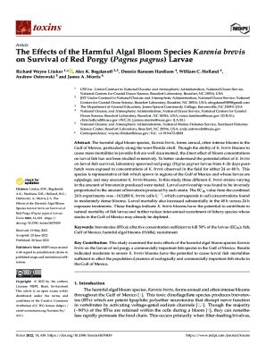 Fillable Online The Effects of the Harmful Algal Bloom Species Karenia brevis on Survival of Red ...