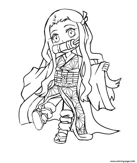 Little Nezuko Kamado Demon Slayer Coloring page Printable