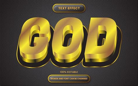 Premium Vector Text Effect God With 3d Black Gold Editable Text Style