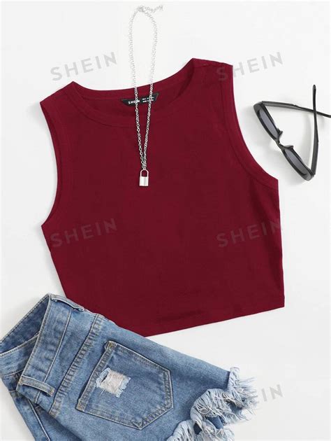 Shein Ezwear Simples Ocasional Regata Camisa Shein Brasil